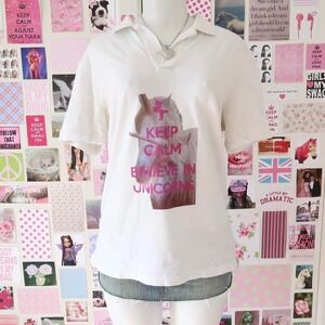 unicorn graphic polo tee